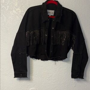 Black fringe crop jacket